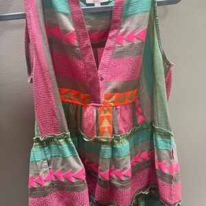 Elan XS Colorful Sleeveless Dress with Geometric Patterns